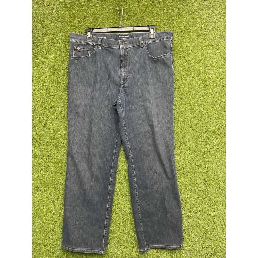 Alberto Jeans Mens 40x34 Luxury T-400 Straight Leg Regular Fit Dark Wash C450